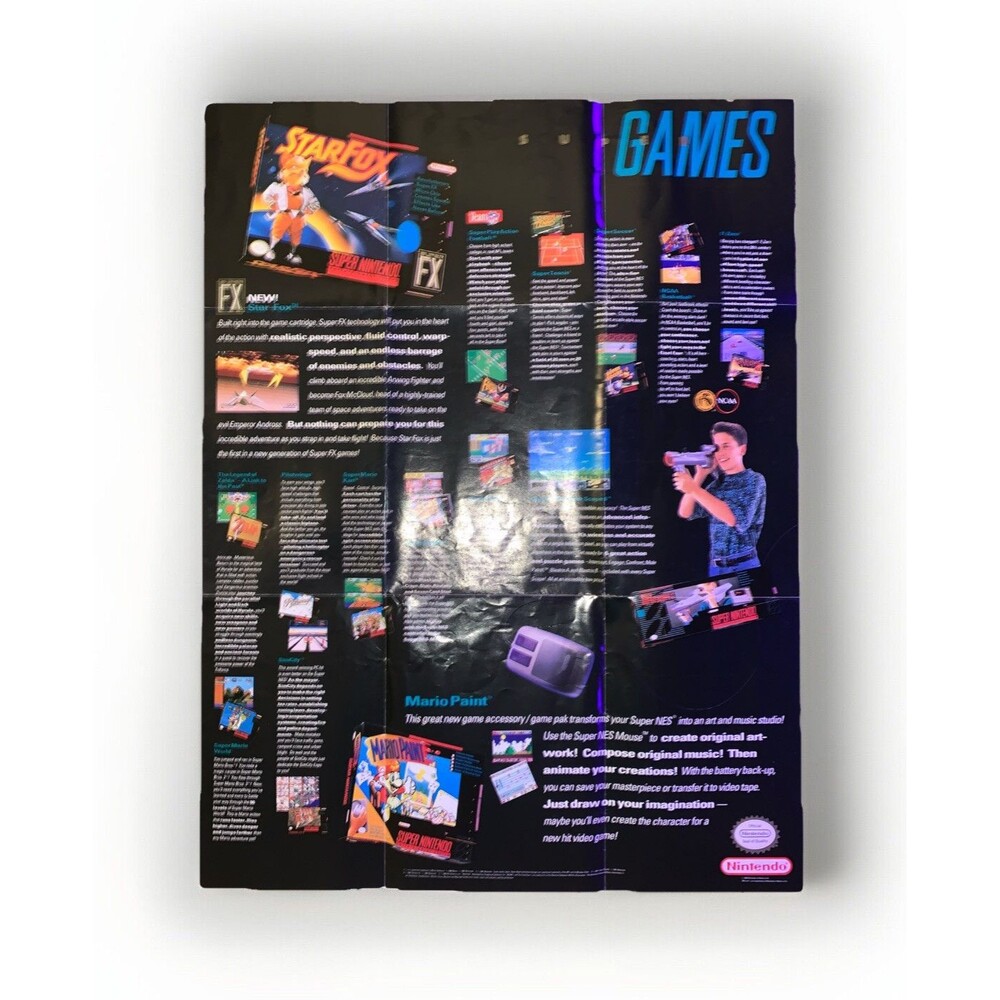 VINTAGE STARFOX NINTENDO POWER SUPER POWER CLUB POSTER GP-SNS-USA-3